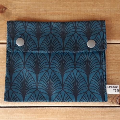 pochette a savon coton enduit impermeable motif palmier bleue